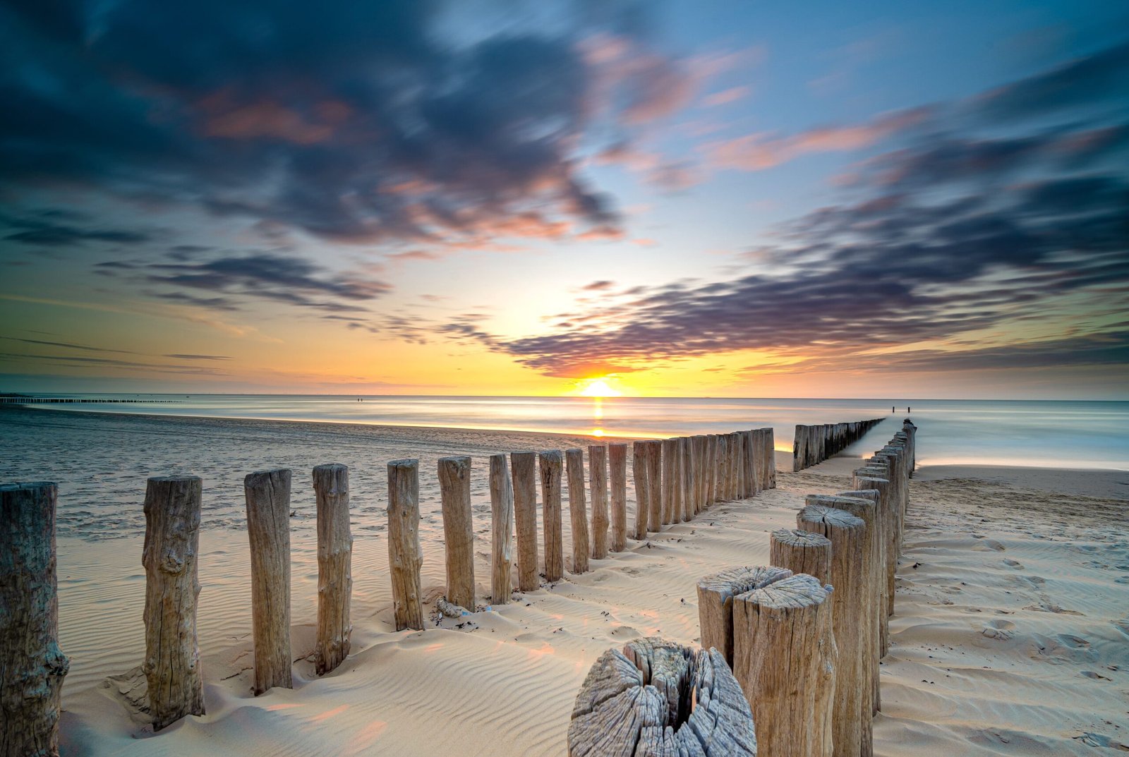 Cinematic coastal landscape at sunset